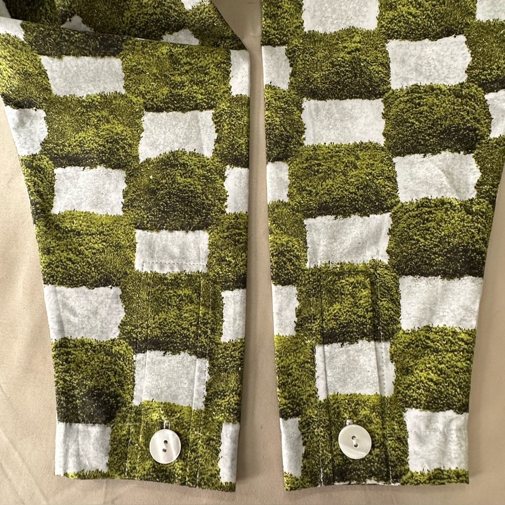 Unknown Brand Green Grass Checkered Print Oversized Kaftan Poncho Dress O/S - Picture 13 of 14